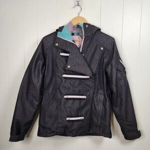 686 Womens 2 in 1 Ski Snowboad Hooded Winter Jacket Coat Gray Purple Smarty med